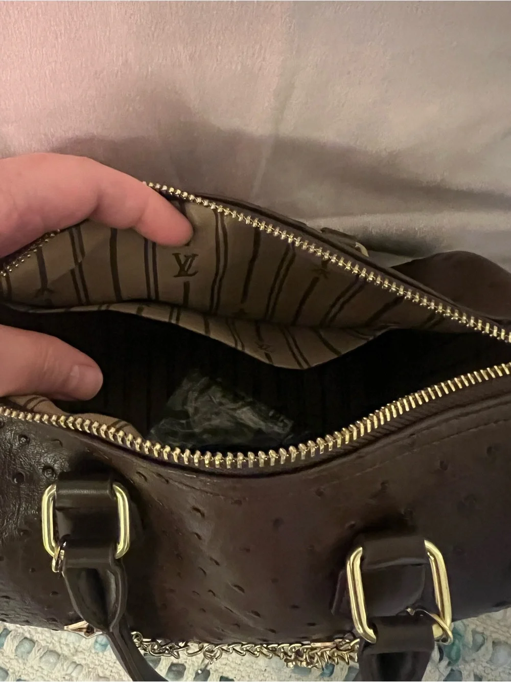 INSPIRED Brown 25 cm Speedy style Handbag w/ Gold Charm Chain w/inspired Wallet!